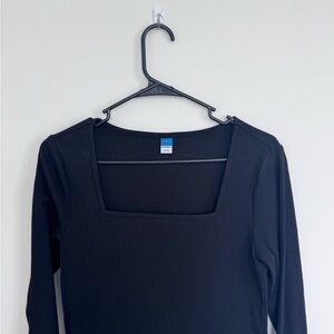 Old Navy Black Ribbed Square-Neck Long Sleeve Tee